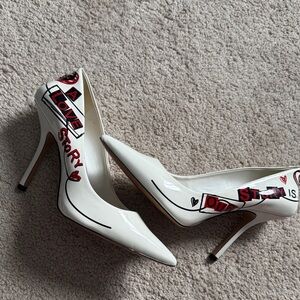 Aldo White Love Story Heels with Red Accents